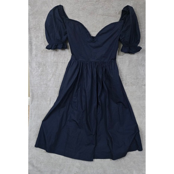 Quince Dresses & Skirts - Quince Poplin Puff Sleeve Midi Dress Women Medium Fit Flare Cottagecore Nautical
